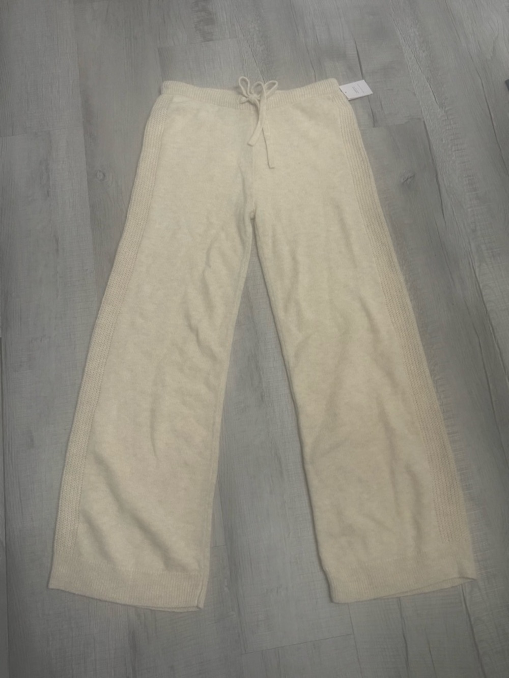 Auden Cream Knit Wide-Leg Lounge Pants